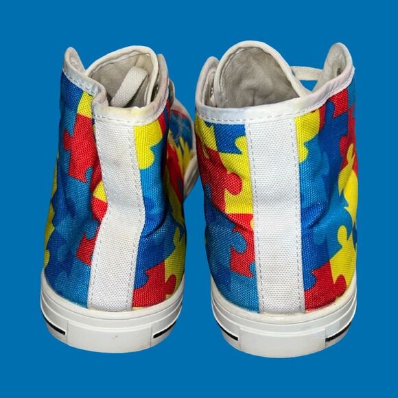 Unisex Autism Awareness V2 Canvas Hi Top Sneakers Size M8 W9 - Picture 7 of 10